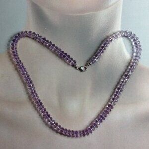 Faceted Rondelle Shape Light Amethyst Beads Necklace